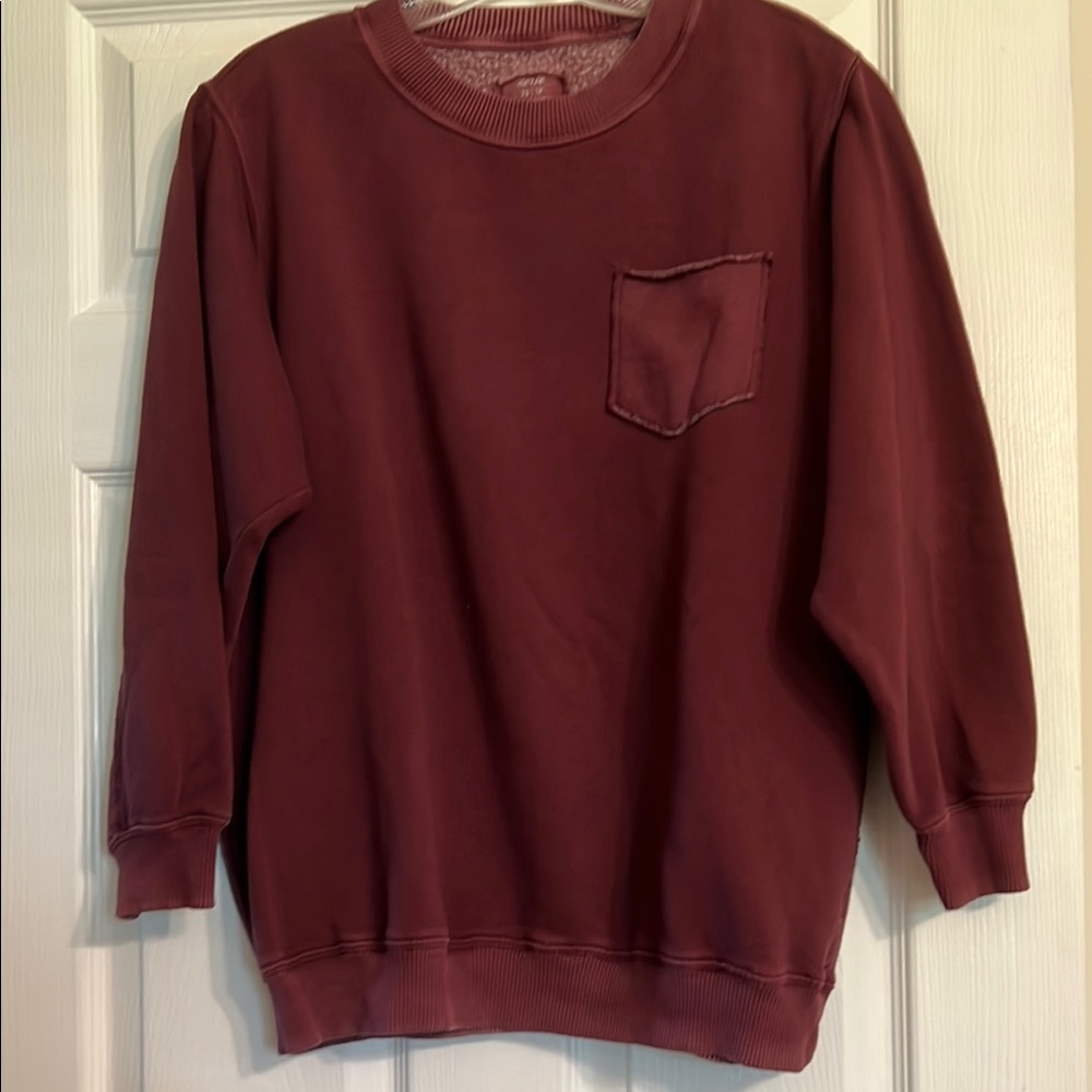 Aerie Burgundy Everyday Sweatshirt with Pocket